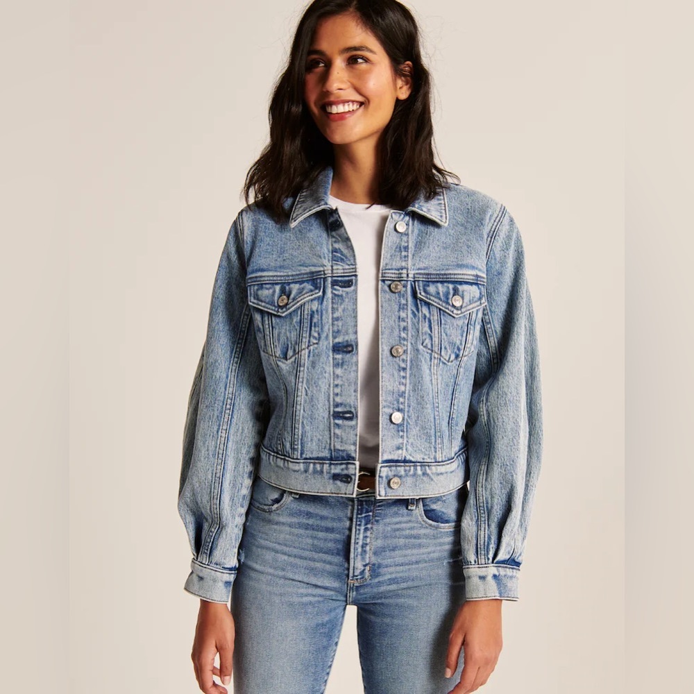 abercrombie and fitch 80s denim jean jacket medium wash sz xs
